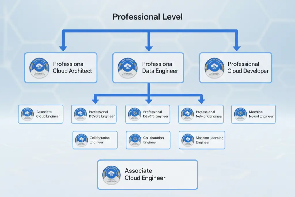 Google Cloud certification career roadmap from associate to professional levels