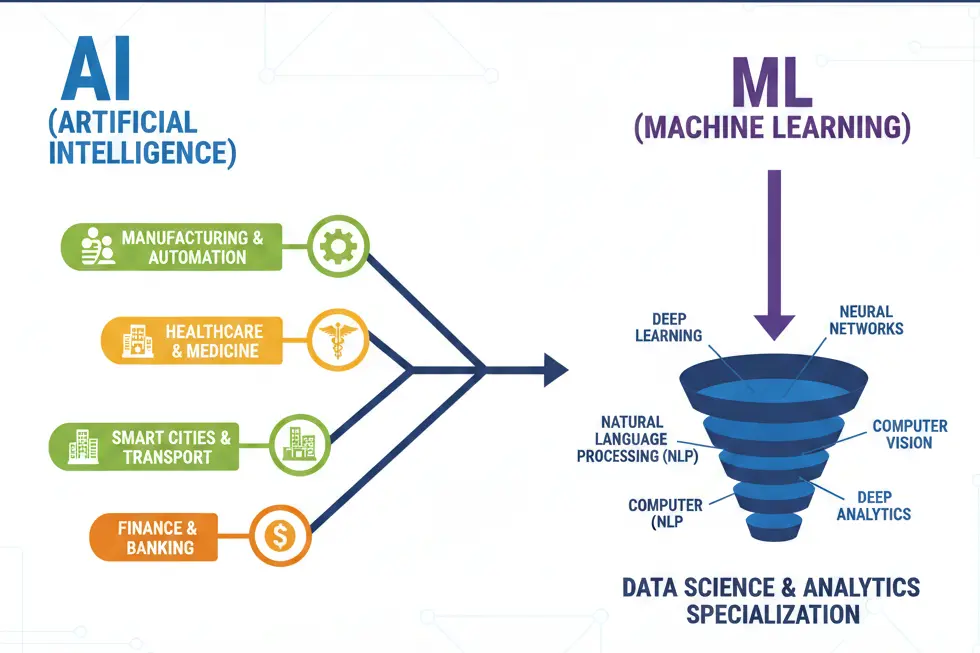 Career scope comparison AI vs machine learning for beginners